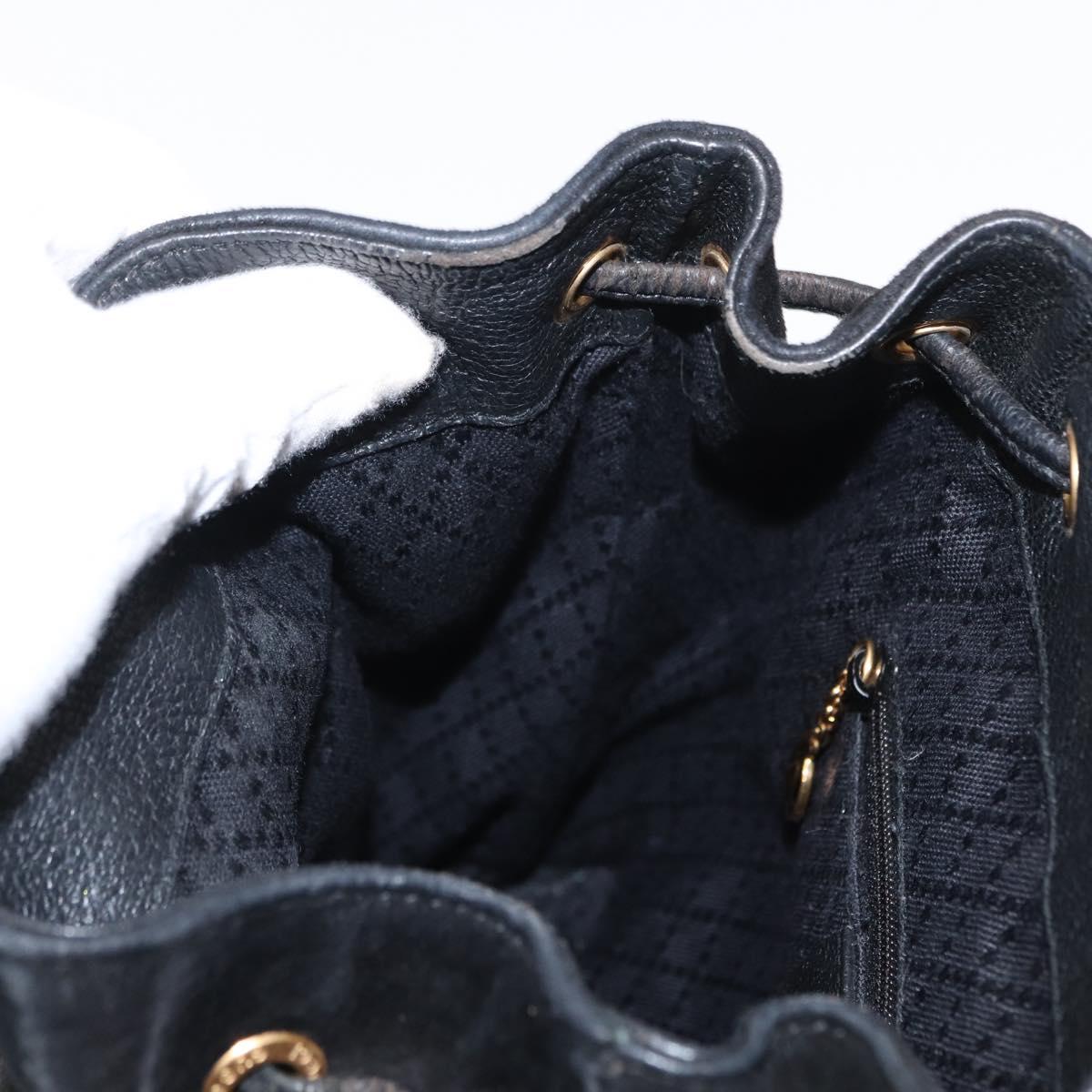 GUCCI Bamboo Backpack Suede Leather Black Gold 003 1705 0030 Auth BA7789
