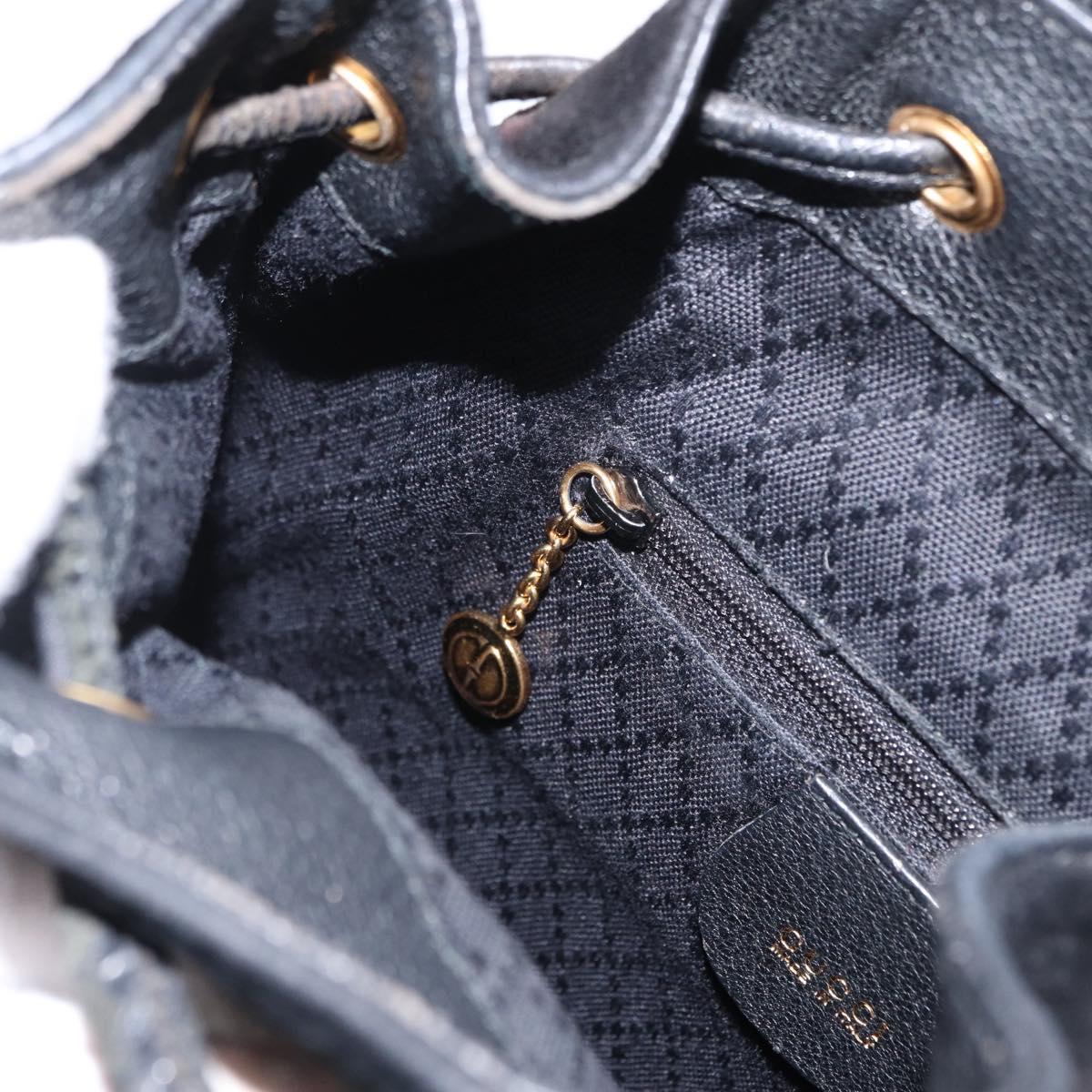 GUCCI Bamboo Backpack Suede Leather Black Gold 003 1705 0030 Auth BA7789