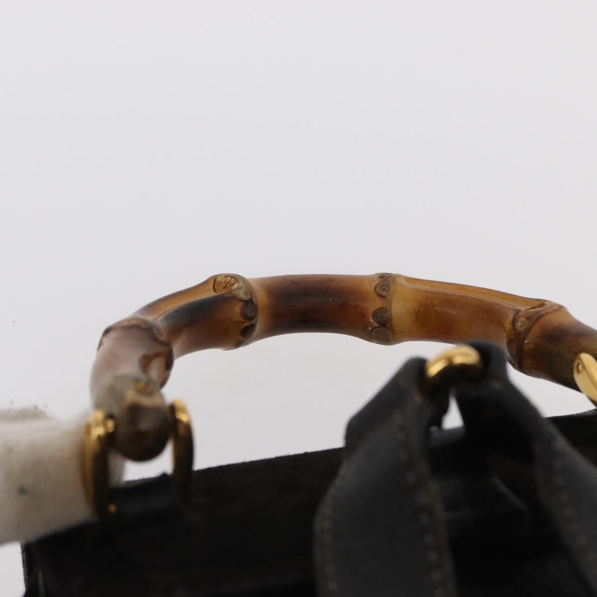 GUCCI Bamboo Backpack Suede Leather Black Gold 003 1705 0030 Auth BA7789