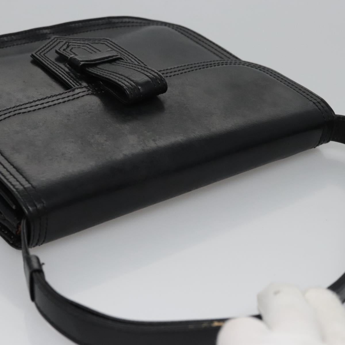 SAINT LAURENT Shoulder Bag Leather Black Auth BA779