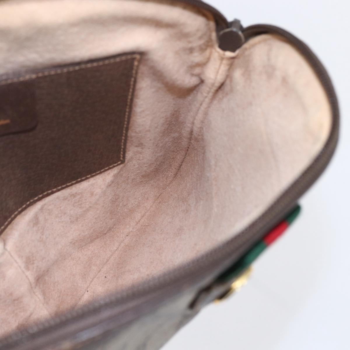 GUCCI GG Supreme Web Sherry Line Bag PVC Beige Gold 904 02 047 Auth BA7792