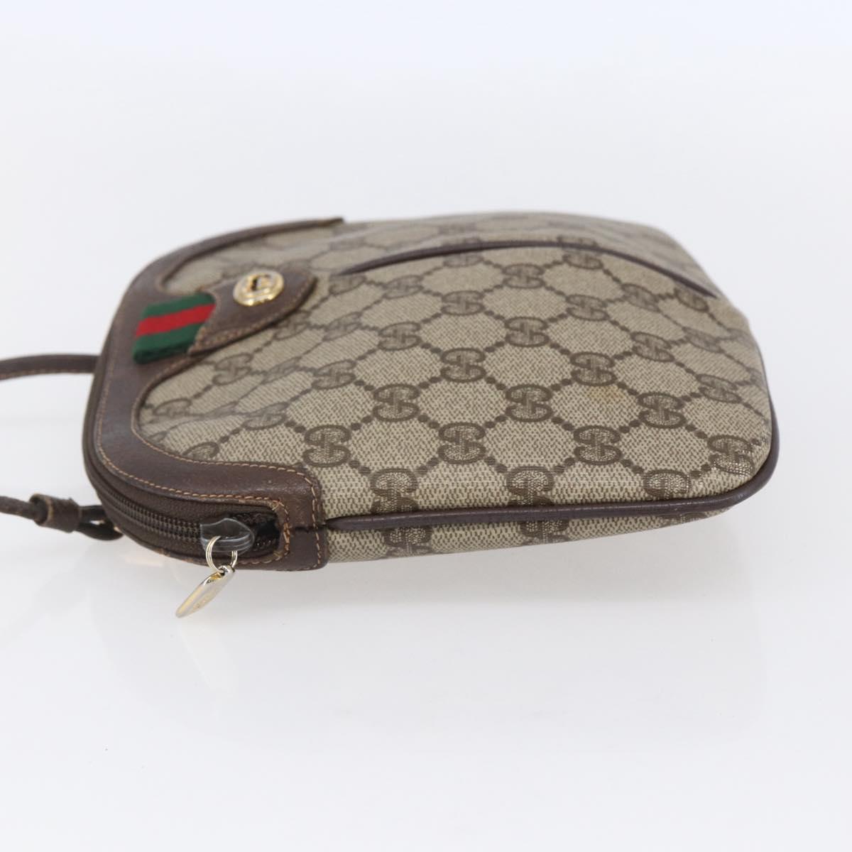 GUCCI GG Supreme Web Sherry Line Bag PVC Beige Gold 904 02 047 Auth BA7792