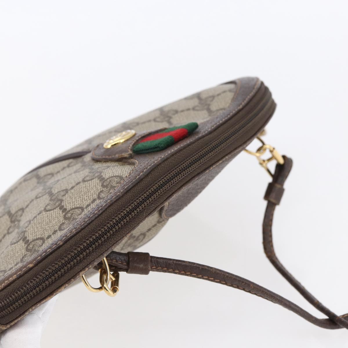 GUCCI GG Supreme Web Sherry Line Bag PVC Beige Gold 904 02 047 Auth BA7792