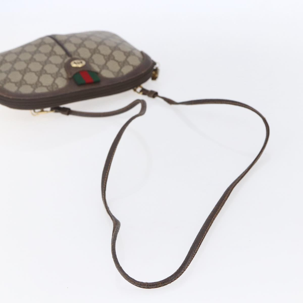 GUCCI GG Supreme Web Sherry Line Bag PVC Beige Gold 904 02 047 Auth BA7792