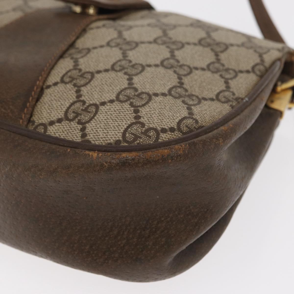 GUCCI GG Supreme Web Sherry Line Bag PVC Beige Gold 72 02 024 Auth BA7793