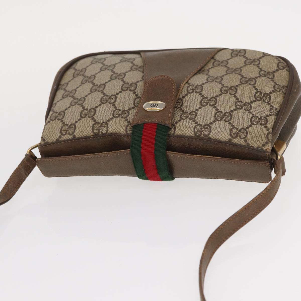 GUCCI GG Supreme Web Sherry Line Bag PVC Beige Gold 72 02 024 Auth BA7793