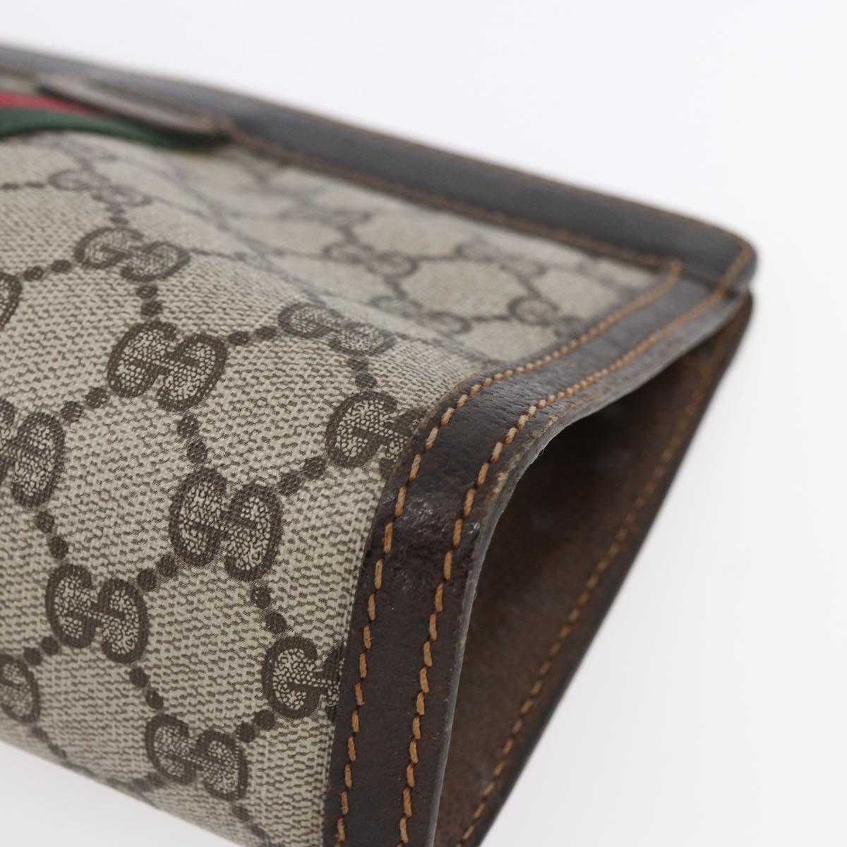 GUCCI GG Supreme Web Sherry Line Bag PVC Beige Gold 41 014 2125 23 Auth BA7795