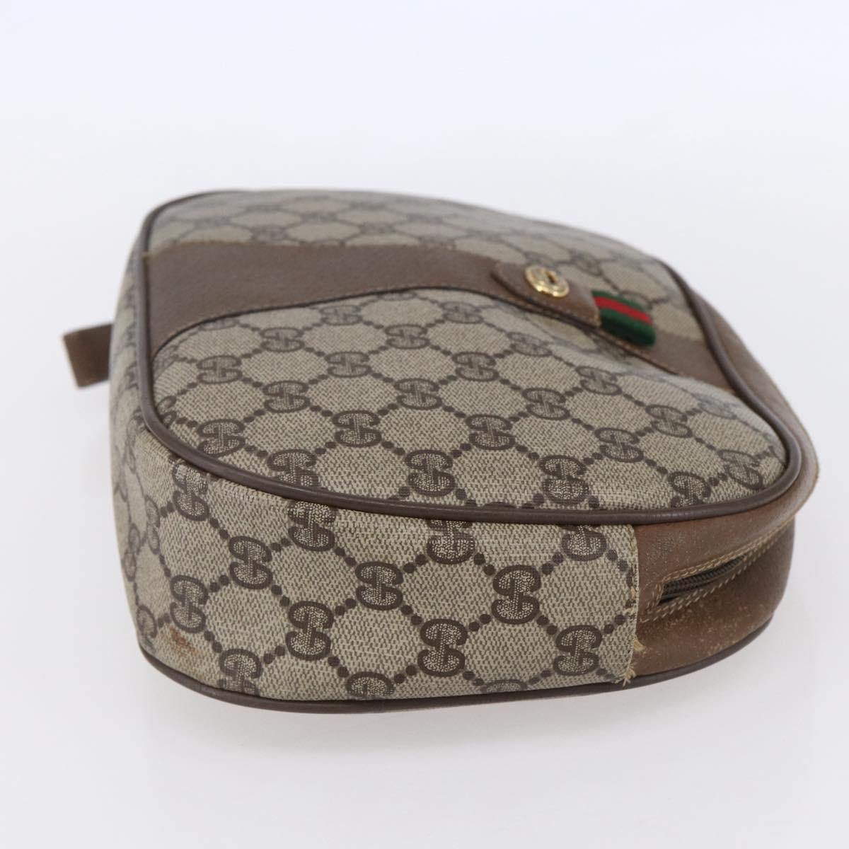 GUCCI GG Supreme Web Sherry Line Bag PVC Beige Gold Red 89 01 034 Auth BA7796