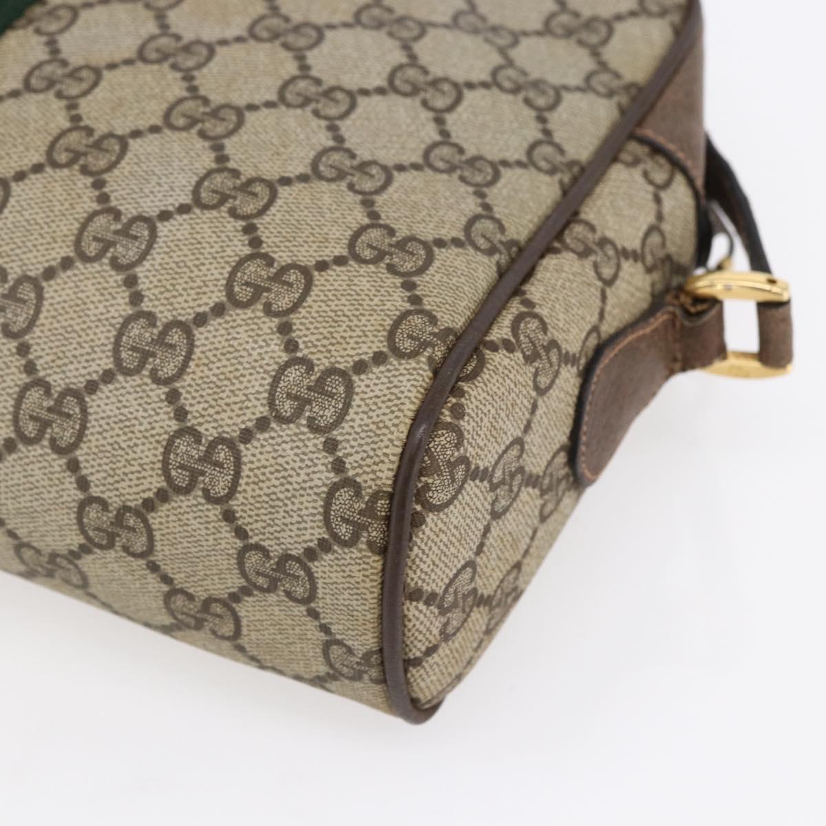 GUCCI GG Supreme Web Sherry Line Bag PVC Beige Gold 14 02 005 Auth BA7798