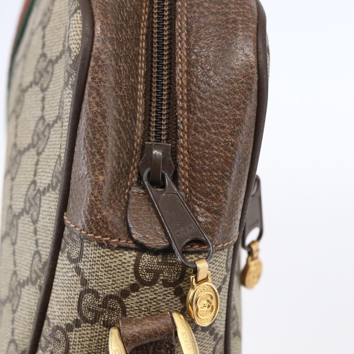 GUCCI GG Supreme Web Sherry Line Bag PVC Beige Gold 14 02 005 Auth BA7798