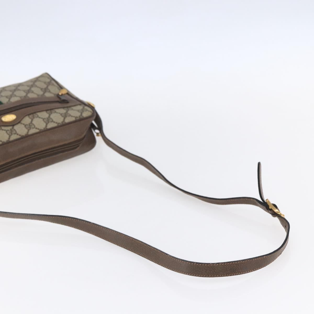 GUCCI GG Supreme Web Sherry Line Bag PVC Beige Gold 14 02 005 Auth BA7798