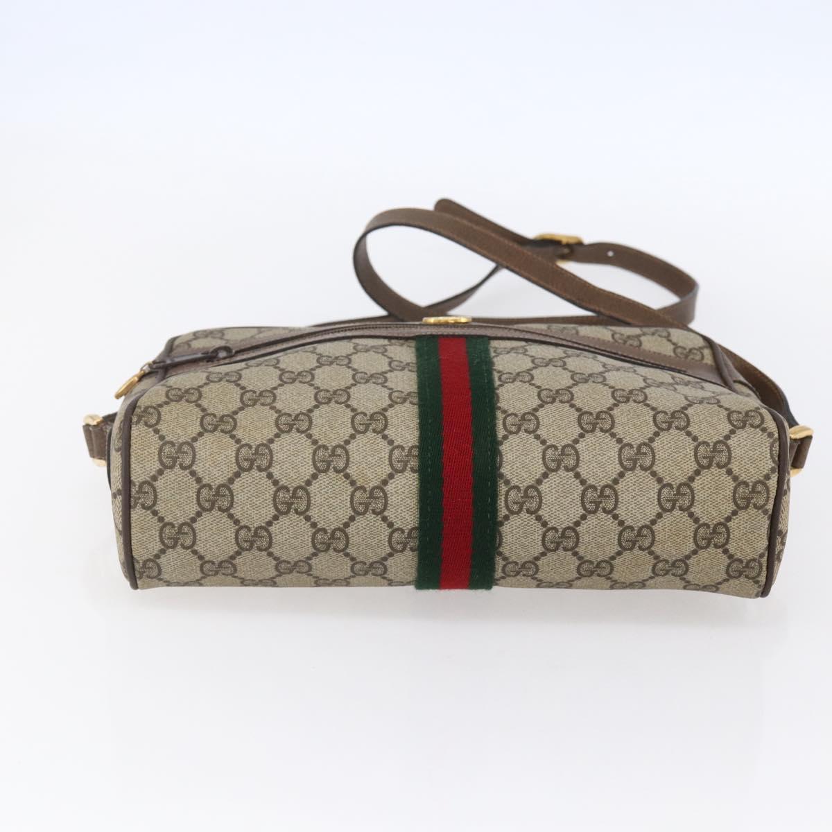 GUCCI GG Supreme Web Sherry Line Bag PVC Beige Gold 14 02 005 Auth BA7798
