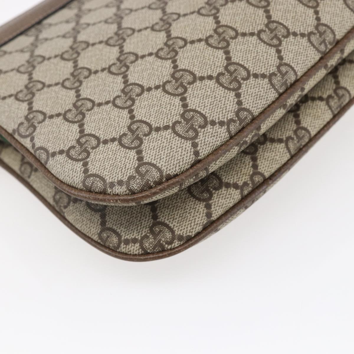 GUCCI GG Supreme Web Sherry Line Bag PVC Beige Gold Red 904 02 043 Auth BA7799