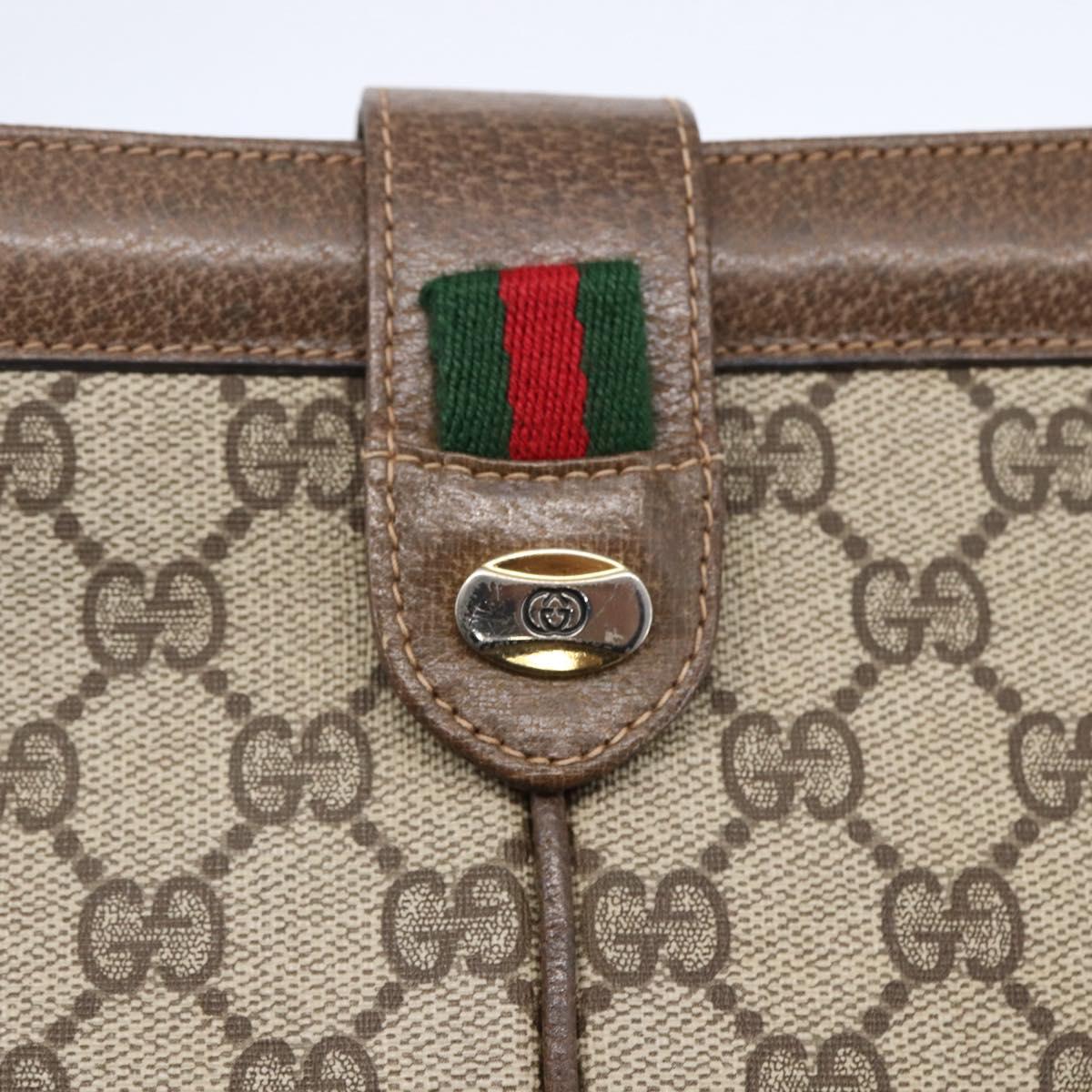 GUCCI GG Supreme Web Sherry Line Bag PVC Beige Gold Red 904 02 043 Auth BA7799