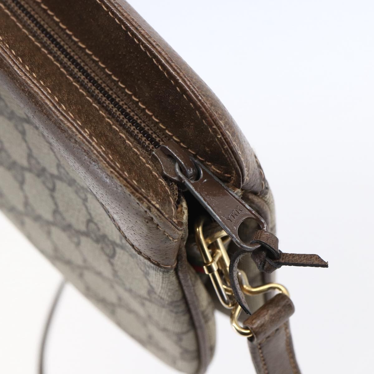 GUCCI GG Supreme Web Sherry Line Bag PVC Beige Gold Red 904 02 043 Auth BA7799