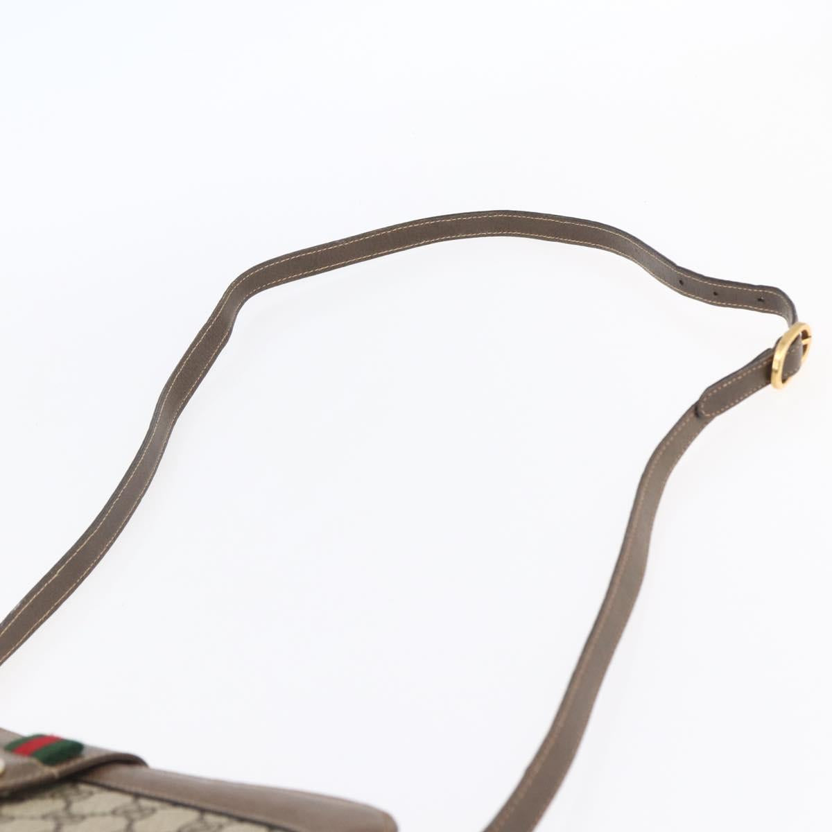 GUCCI GG Supreme Web Sherry Line Bag PVC Beige Gold Red 904 02 043 Auth BA7799