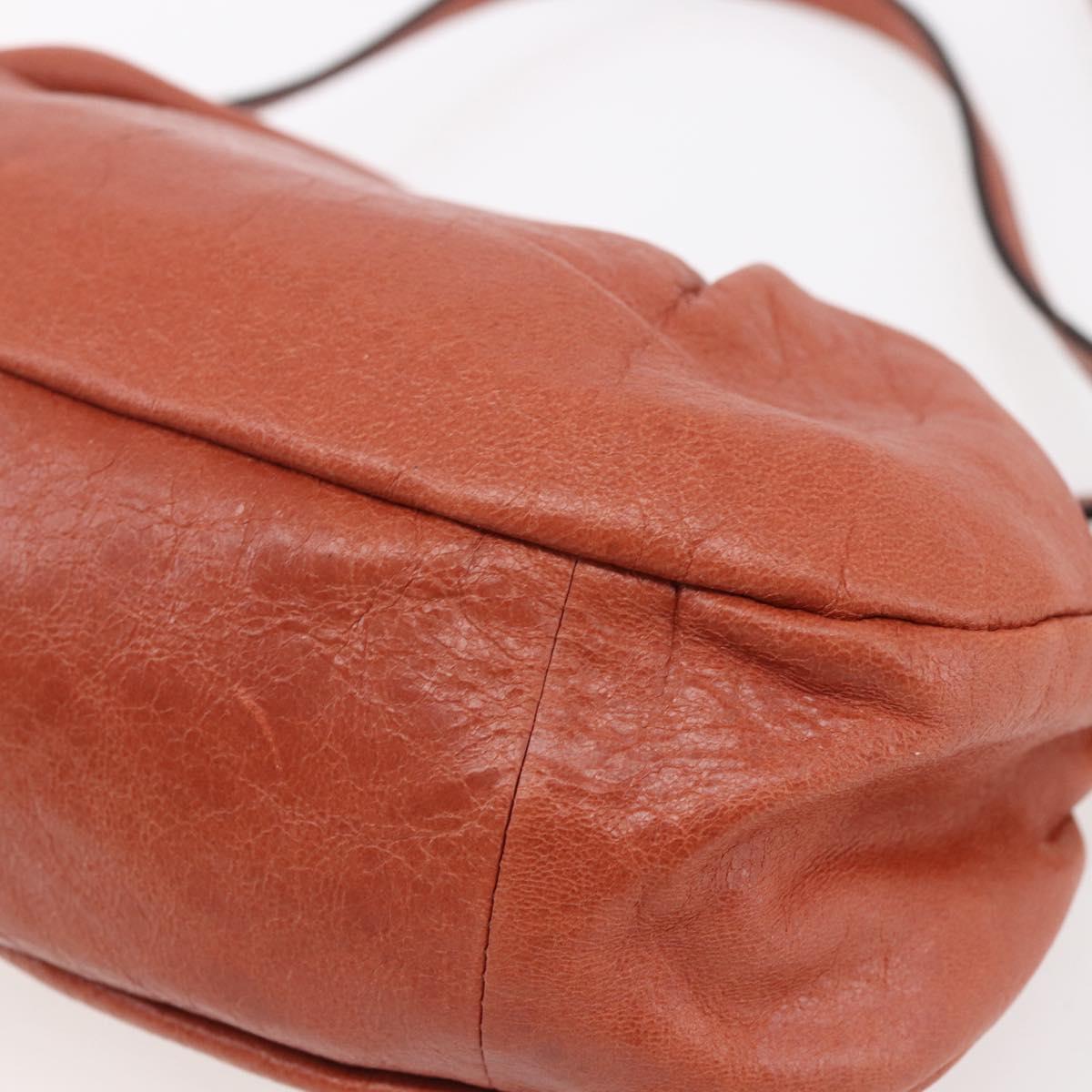 Chloe Hand Bag Leather 2way Orange Gold Auth BA7804