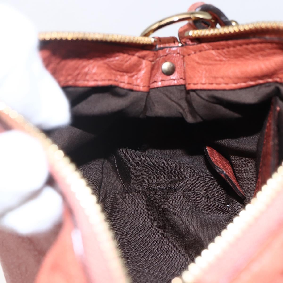 Chloe Hand Bag Leather 2way Orange Gold Auth BA7804