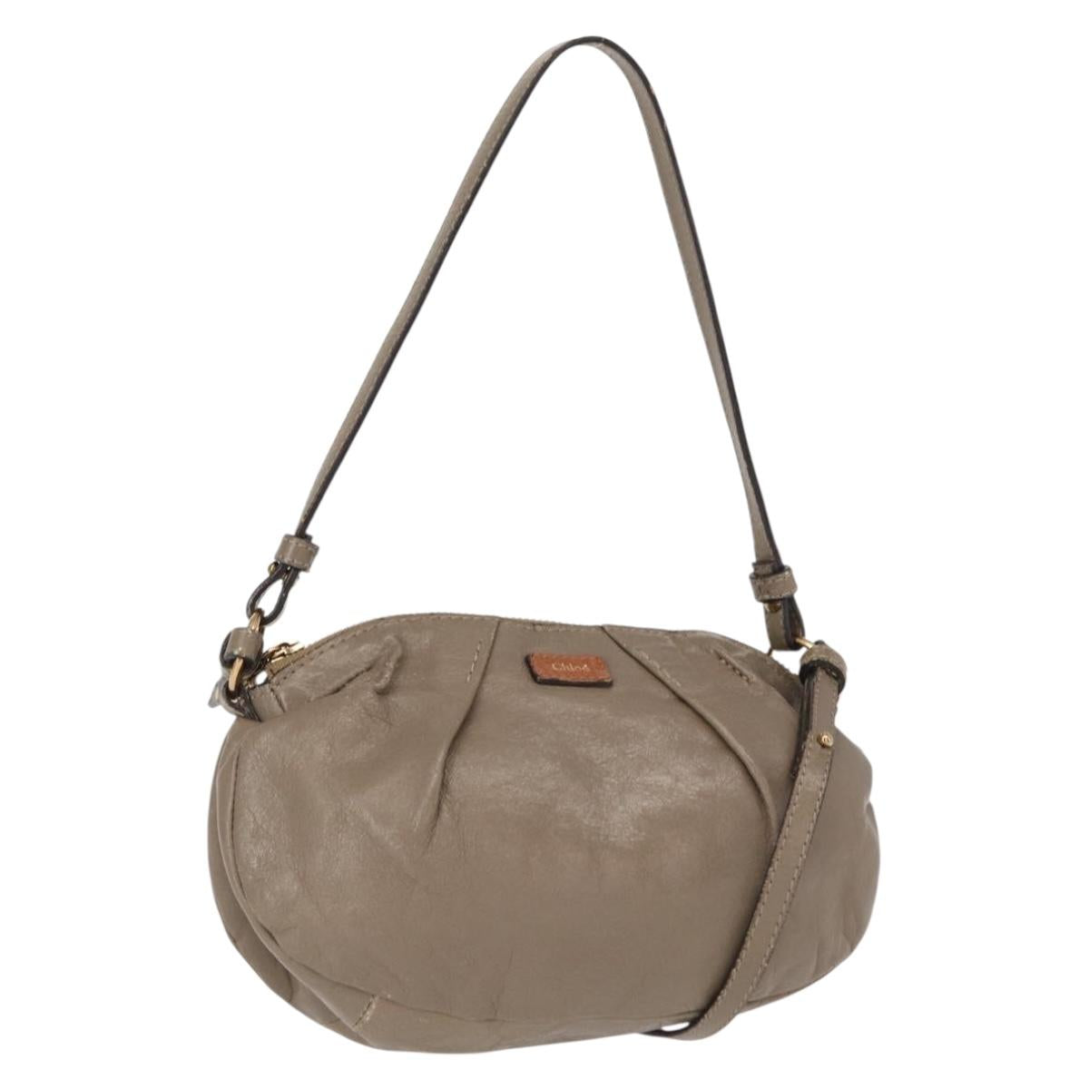 Chloe Hand Bag Leather 2way Beige Gold Auth BA7805