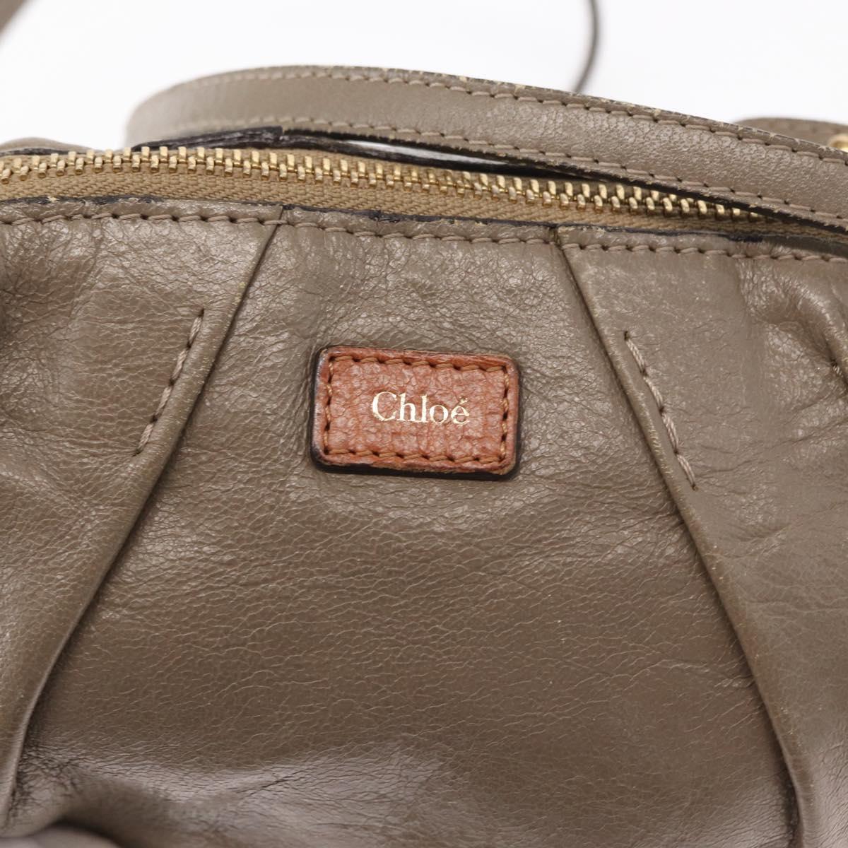 Chloe Hand Bag Leather 2way Beige Gold Auth BA7805