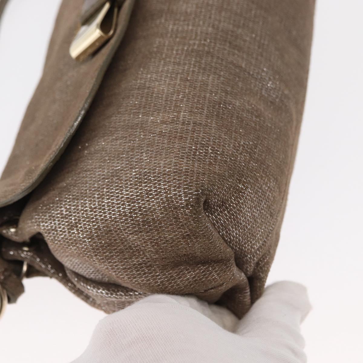 Chloe Lily Hand Bag Canvas 2way Silver Auth BA7806