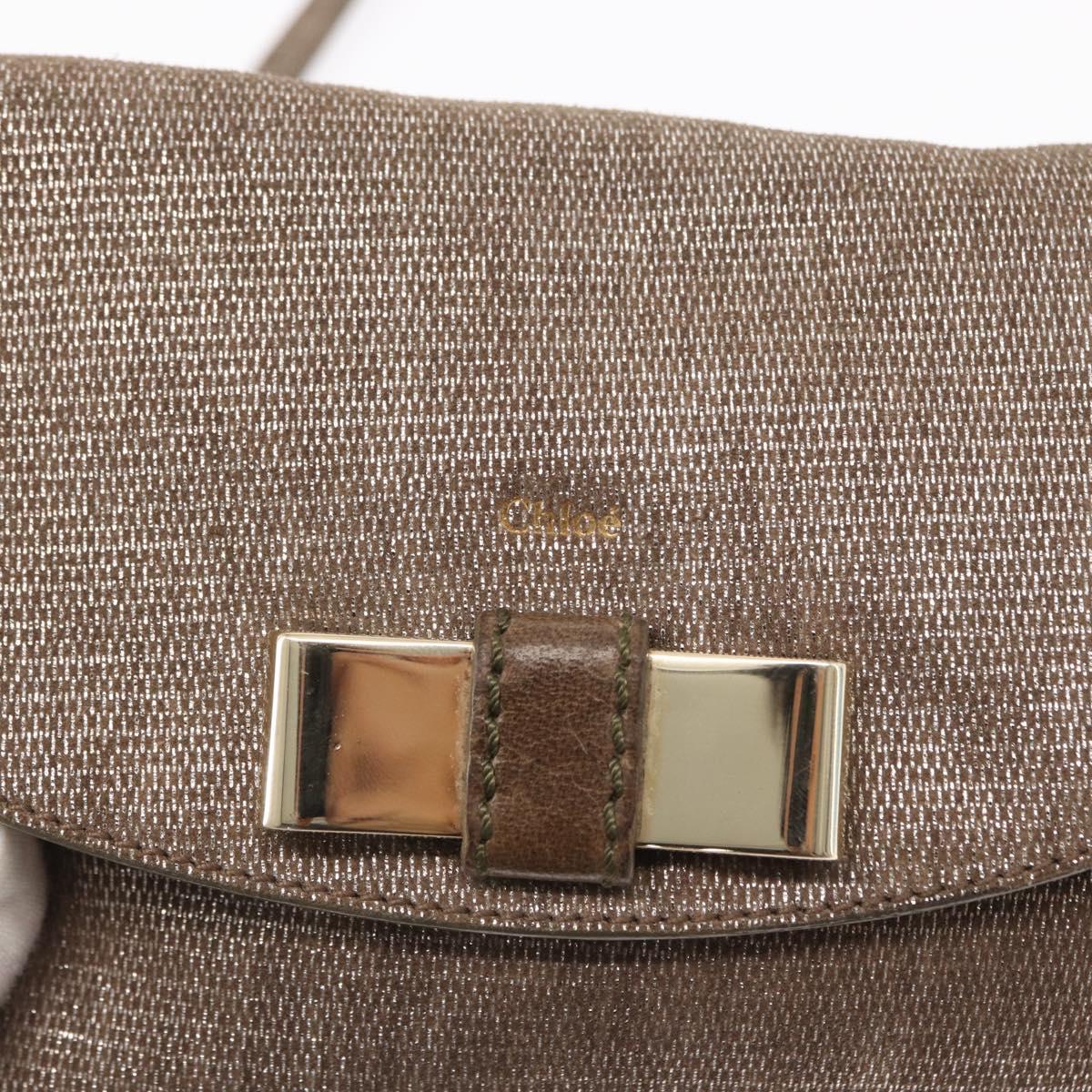 Chloe Lily Hand Bag Canvas 2way Silver Auth BA7806