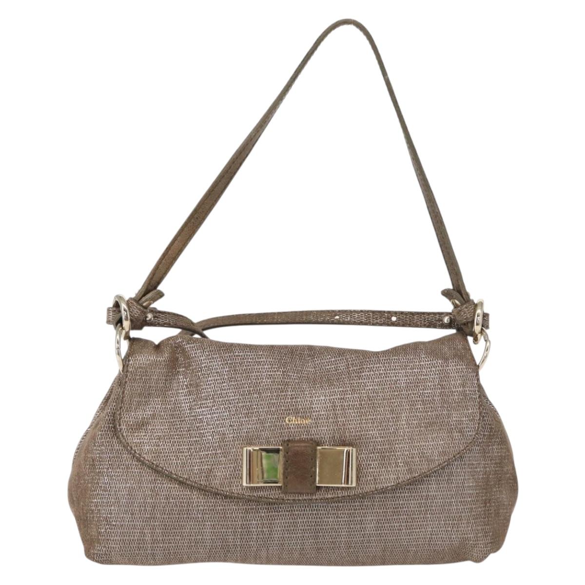 Chloe Lily Hand Bag Canvas 2way Silver Auth BA7806