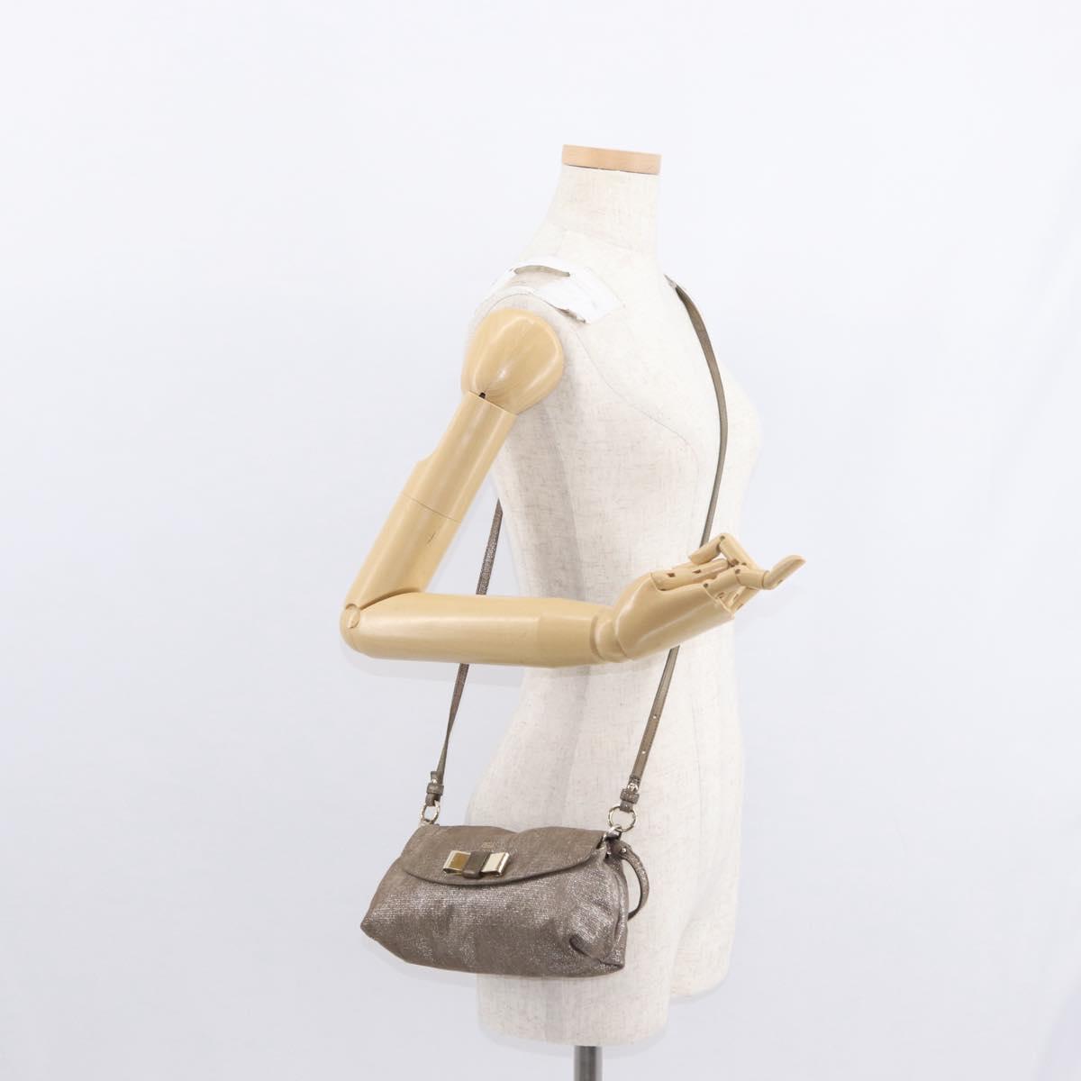 Chloe Lily Hand Bag Canvas 2way Silver Auth BA7806