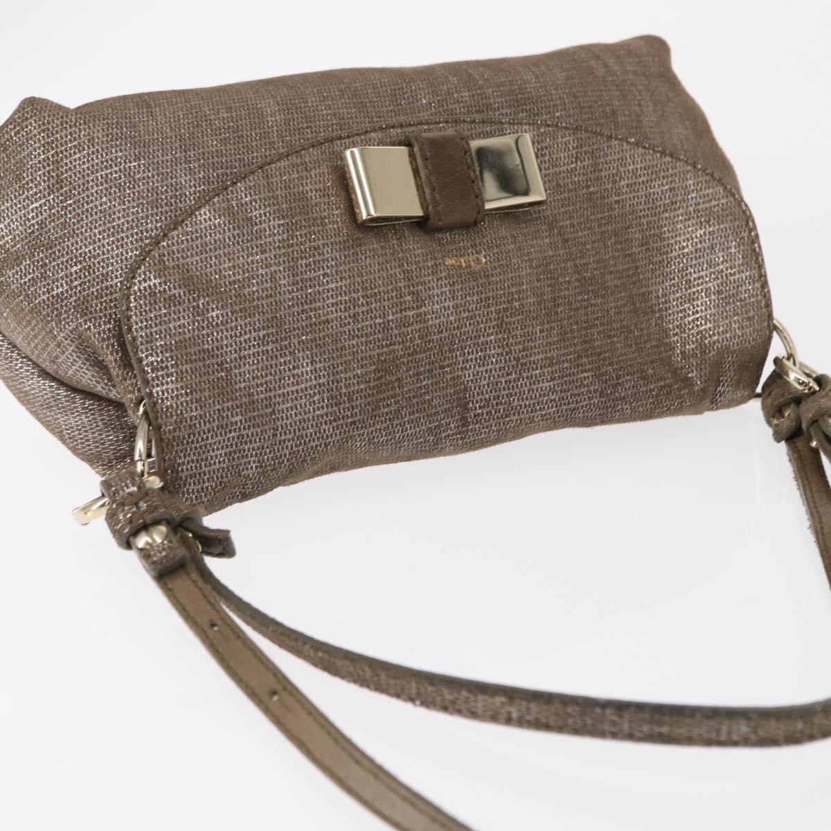 Chloe Lily Hand Bag Canvas 2way Silver Auth BA7806