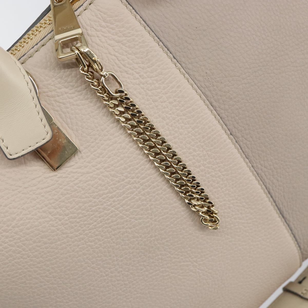 Chloe Bailey Hand Bag Leather 2way Gray Gold Auth BA7808