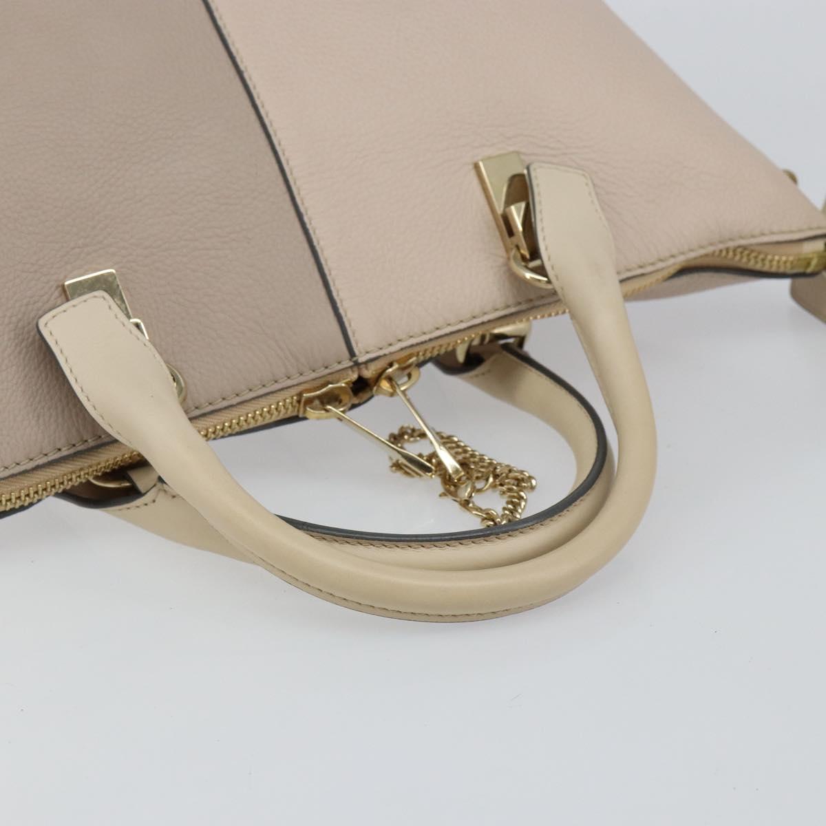 Chloe Bailey Hand Bag Leather 2way Gray Gold Auth BA7808