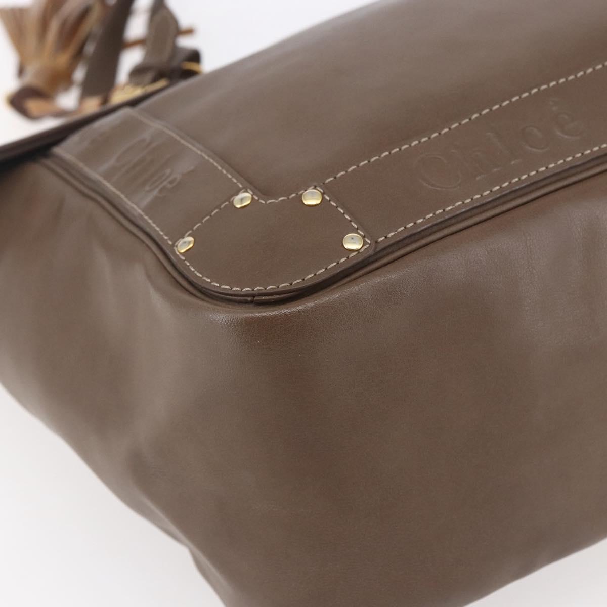Chloe Eden Tote Bag Leather Brown Gold Auth BA7811