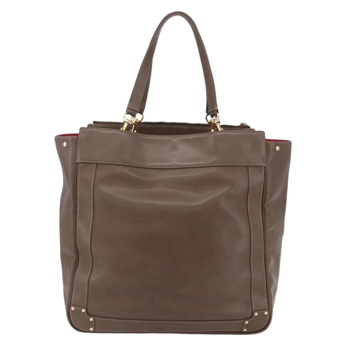 Chloe Eden Tote Bag Leather Brown Gold Auth BA7811