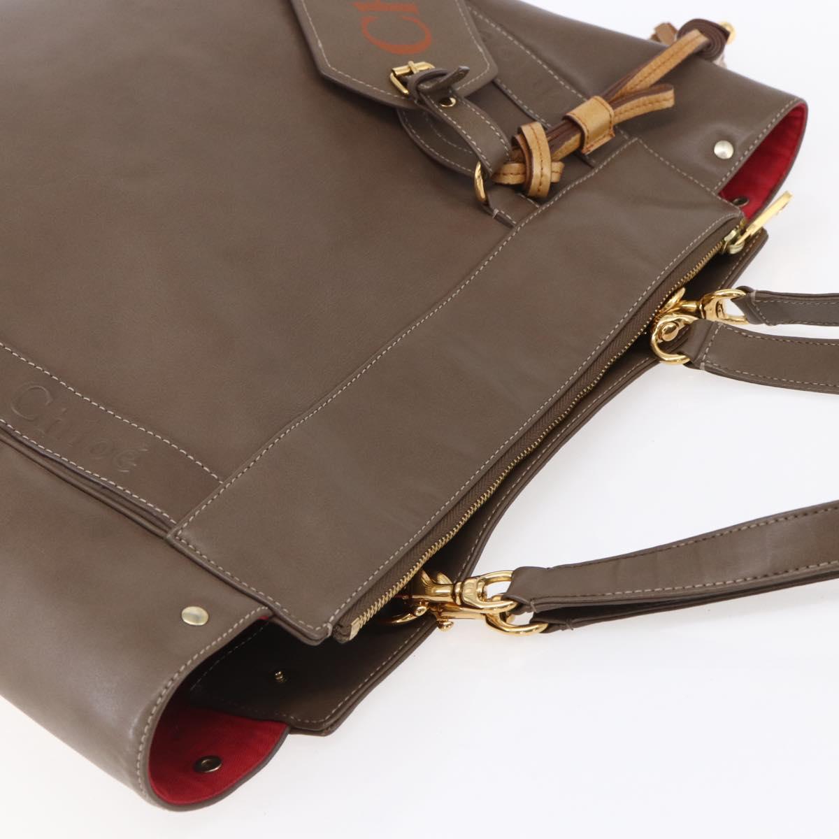 Chloe Eden Tote Bag Leather Brown Gold Auth BA7811