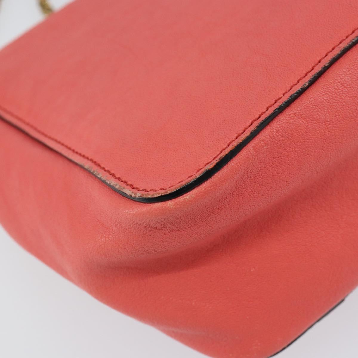 Chloe Chain Elsie Shoulder Bag Leather Pink Gold Auth BA7812