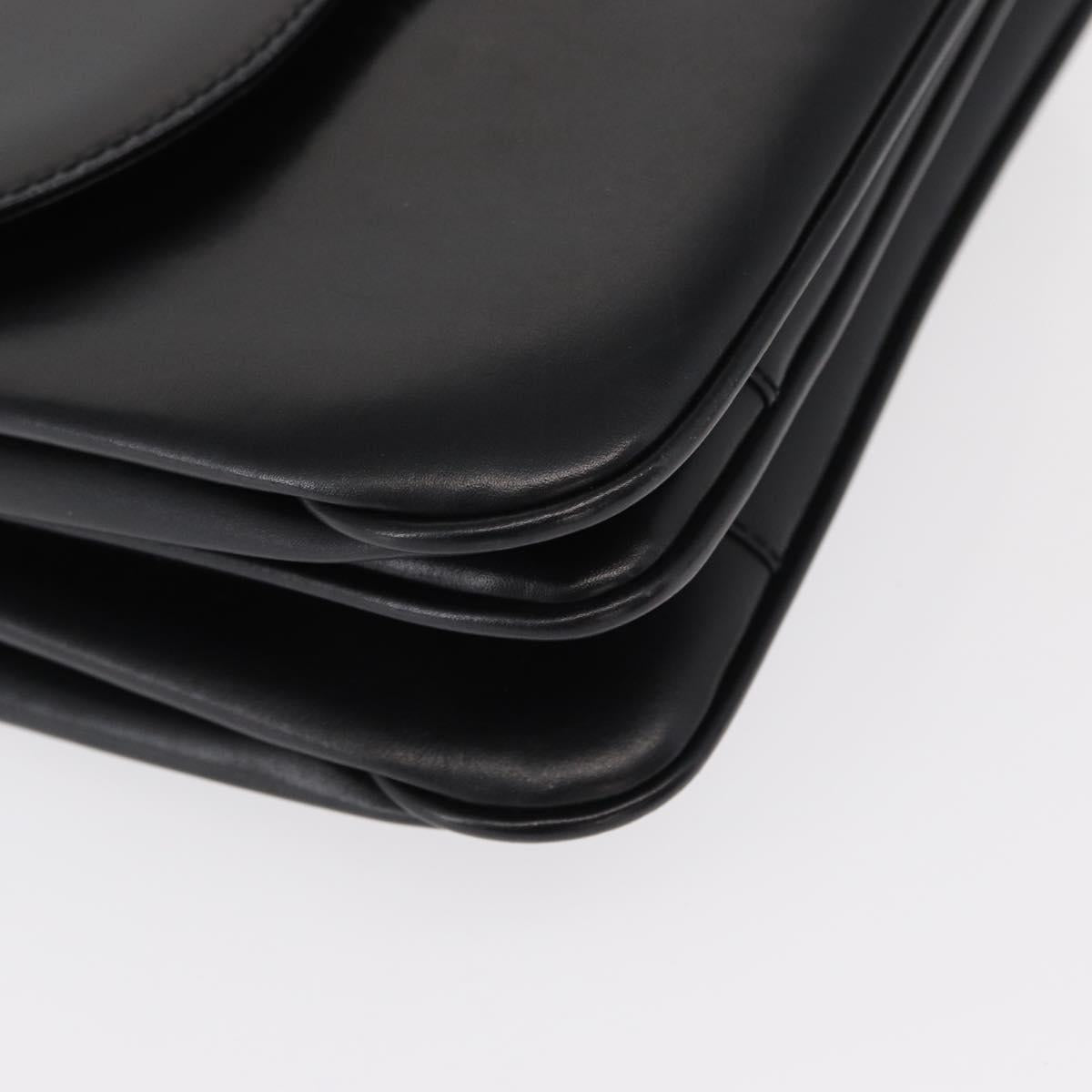 BALLY Shoulder Bag Leather Black Gold Auth BA7813