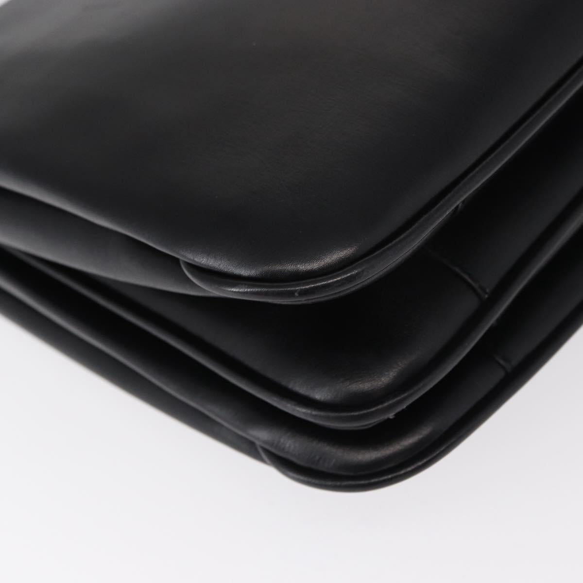 BALLY Shoulder Bag Leather Black Gold Auth BA7813