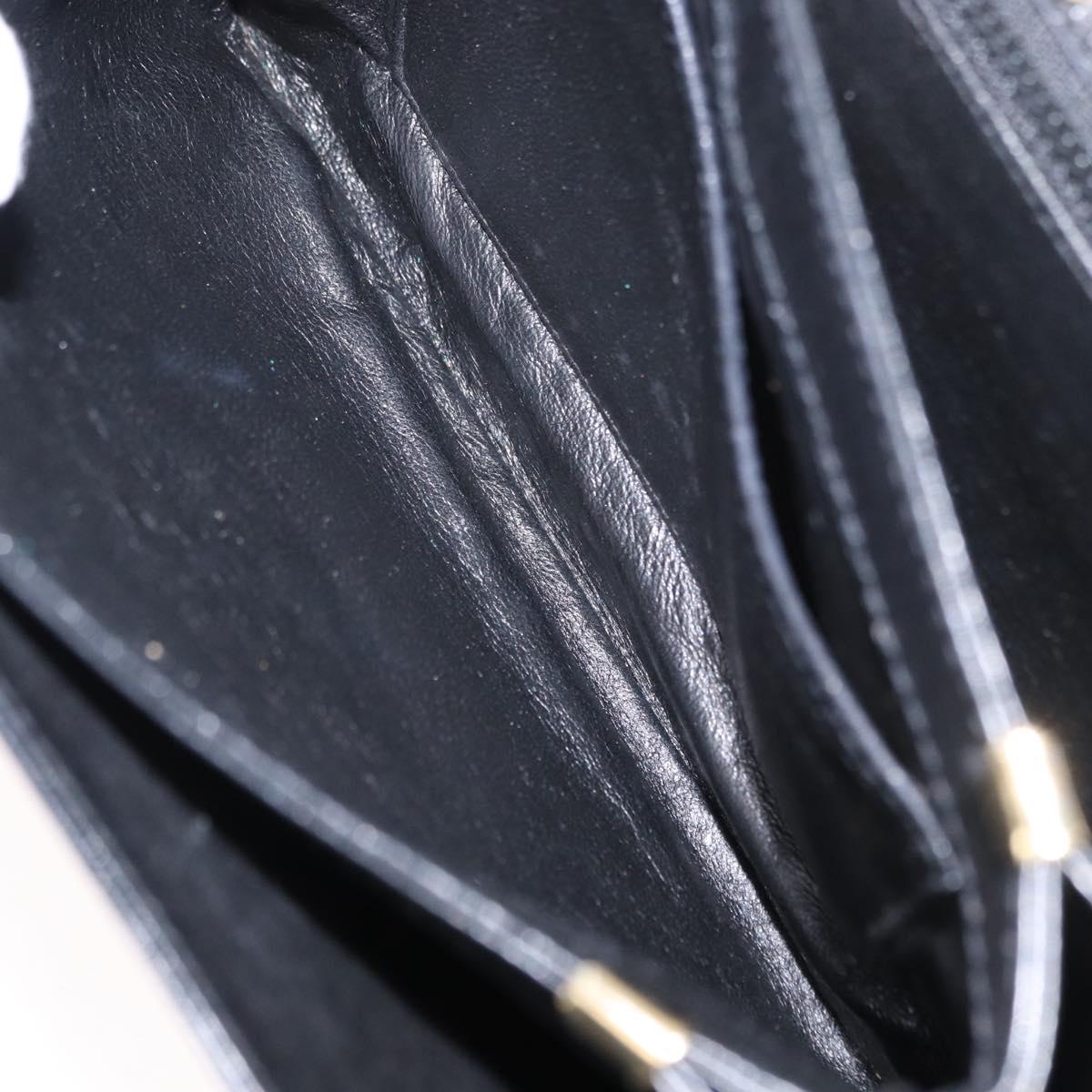 BALLY Shoulder Bag Leather Black Gold Auth BA7813