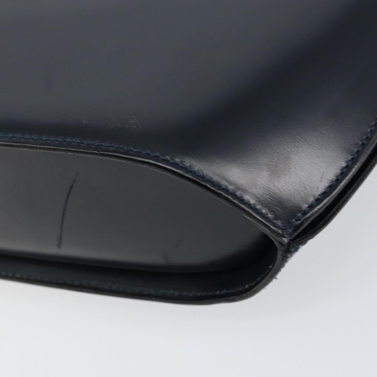 BALLY Shoulder Bag Leather Navy Gold Auth BA7814