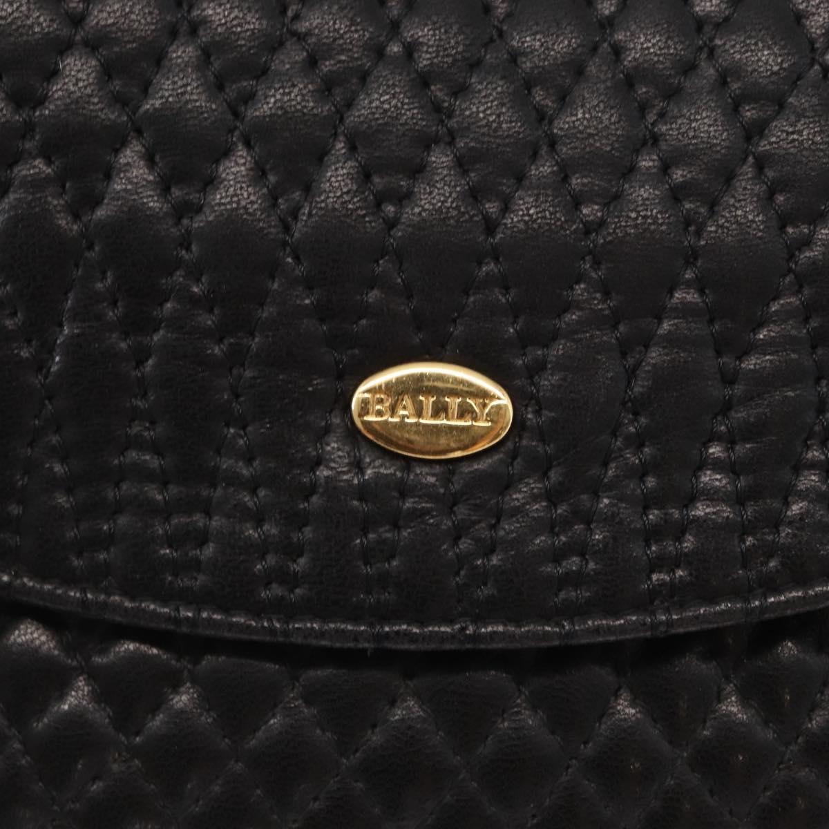 BALLY Chain Shoulder Bag Leather Black Gold Auth BA7815