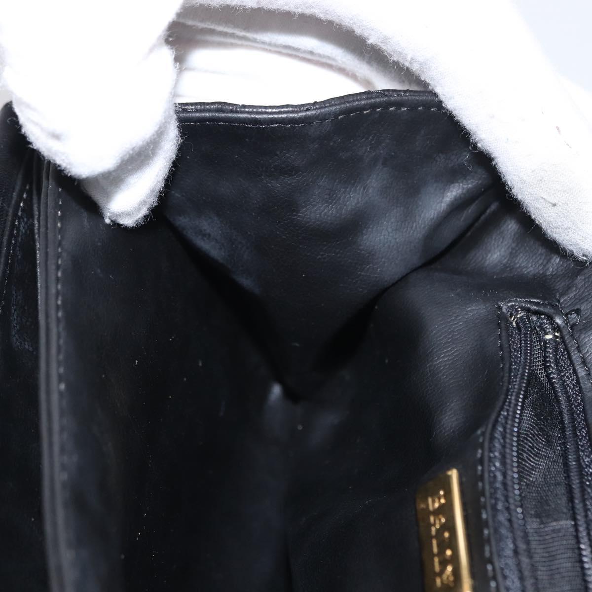 BALLY Chain Shoulder Bag Leather Black Gold Auth BA7815