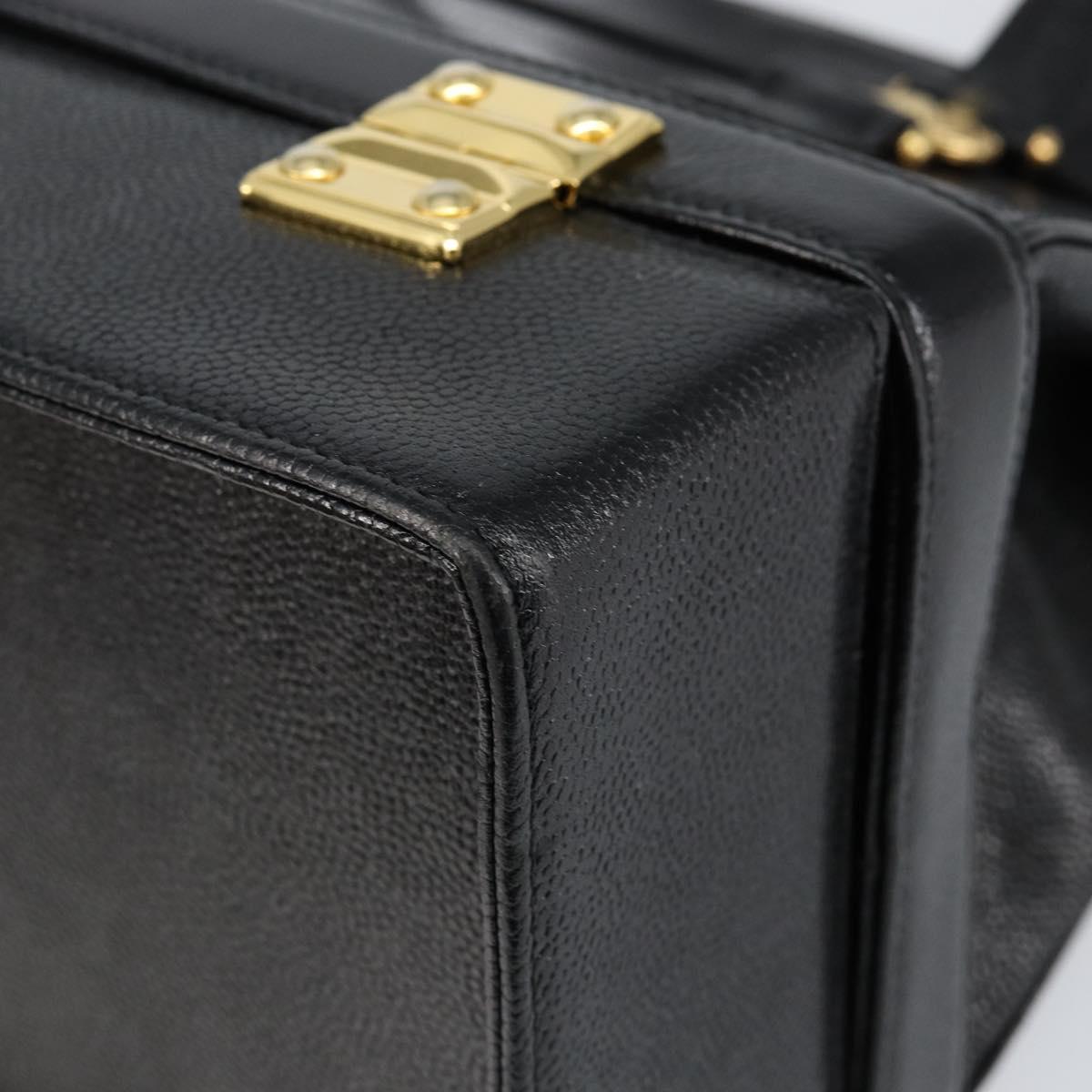 VERSACE Hand Bag Leather Black Gold Auth BA7817