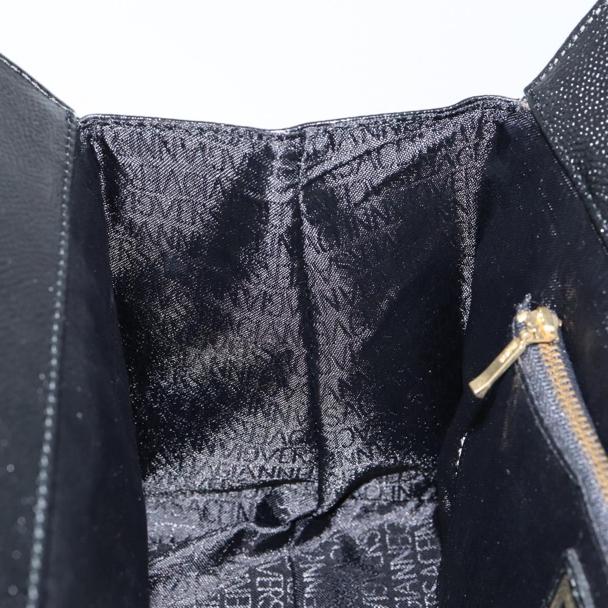 VERSACE Hand Bag Leather Black Gold Auth BA7817