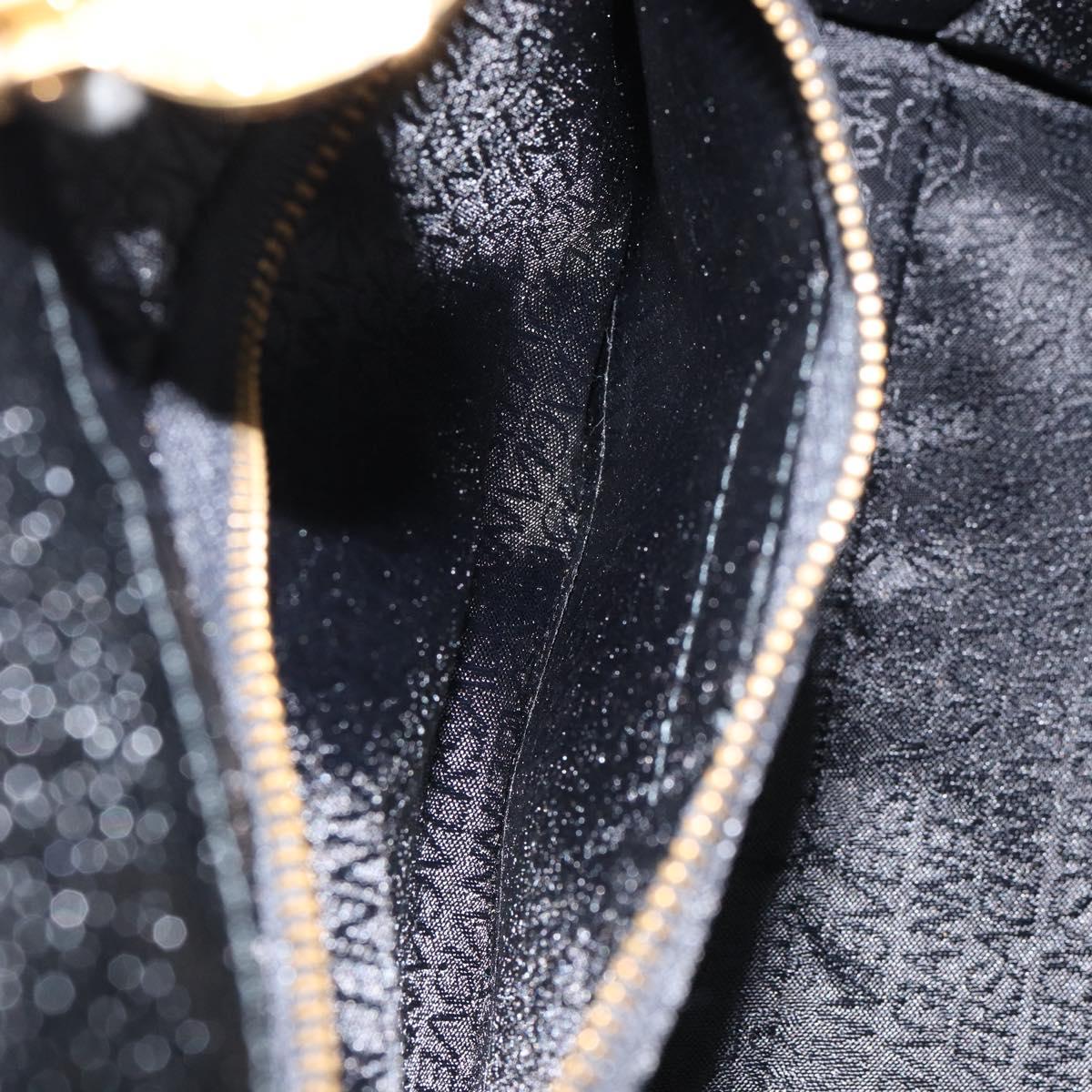 VERSACE Hand Bag Leather Black Gold Auth BA7817