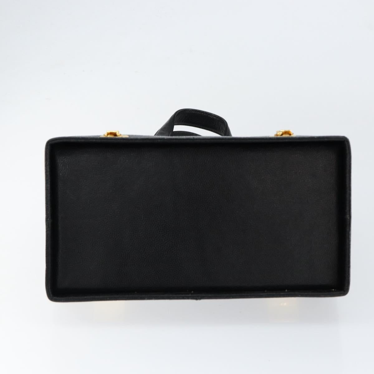 VERSACE Hand Bag Leather Black Gold Auth BA7817