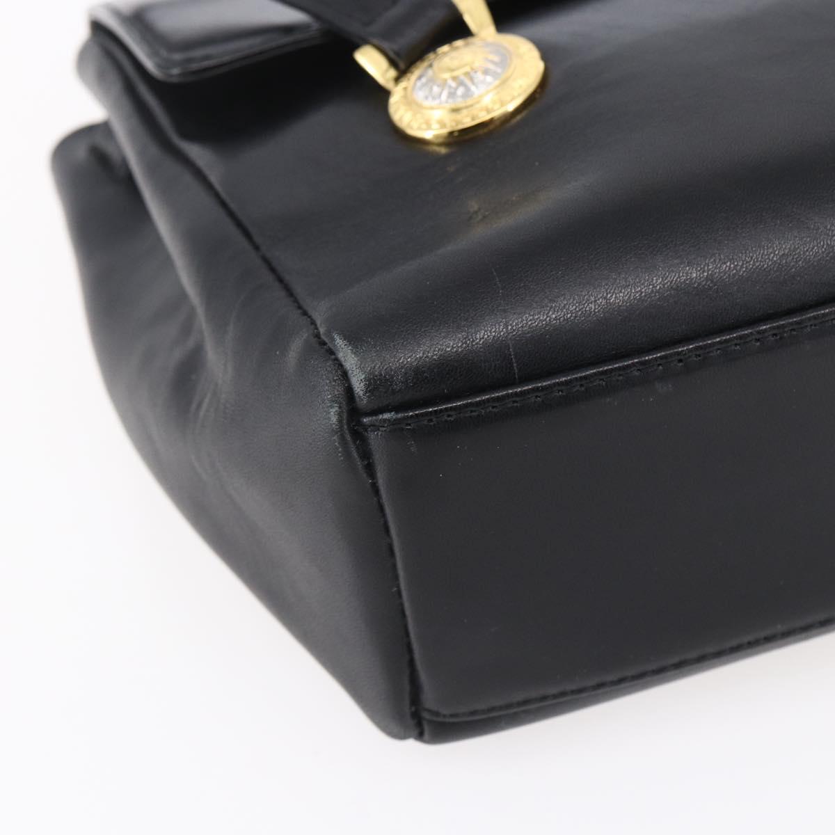 Gianni Versace Shoulder Bag Leather Black Gold Auth BA7818