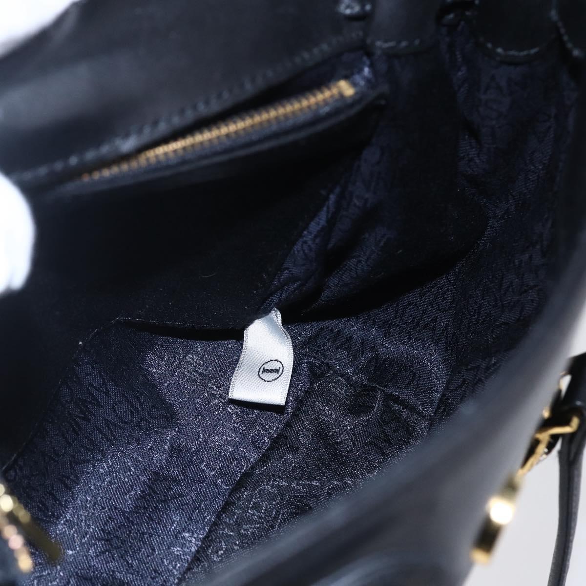 Gianni Versace Shoulder Bag Leather Black Gold Auth BA7818