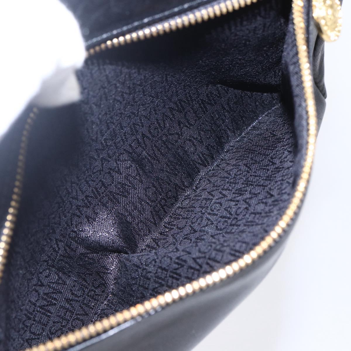 Gianni Versace Shoulder Bag Leather Black Gold Auth BA7818