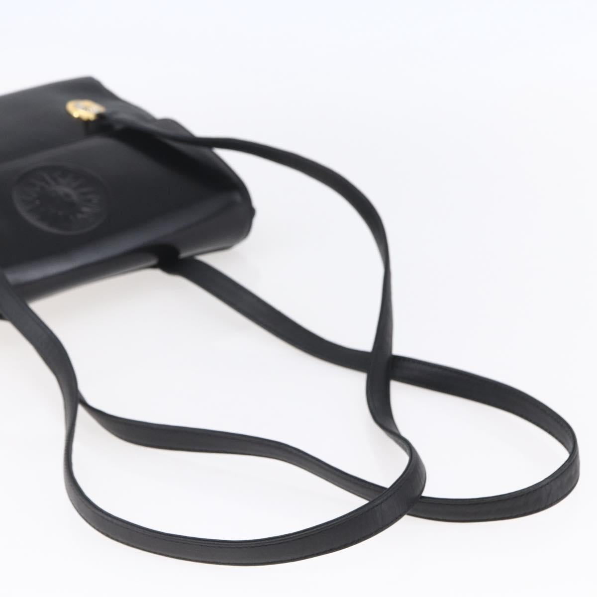 Gianni Versace Shoulder Bag Leather Black Gold Auth BA7818