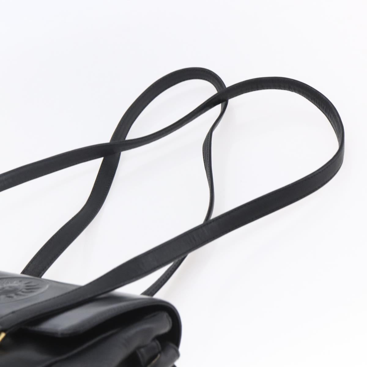 Gianni Versace Shoulder Bag Leather Black Gold Auth BA7818